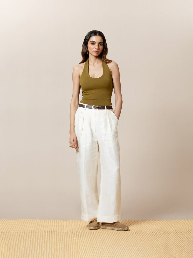 Pleated Trouser — Ivory