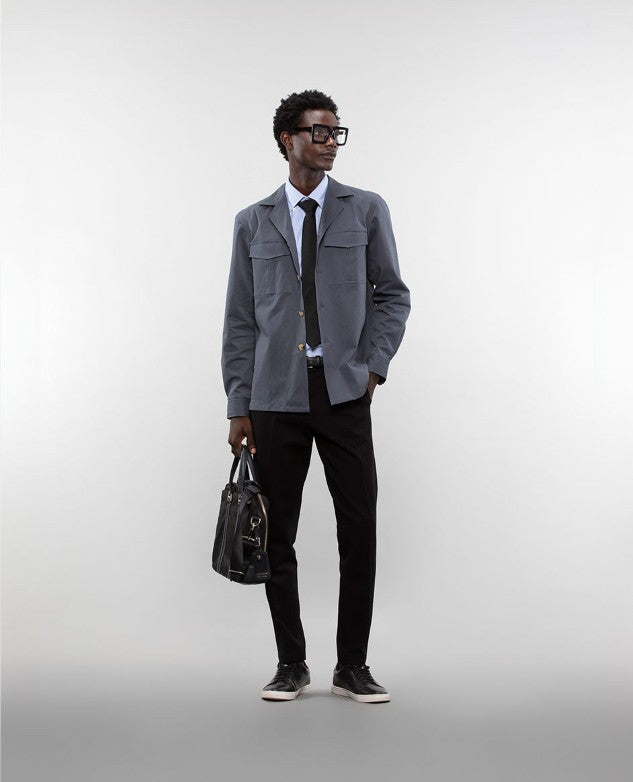Camp collar overshirt in Charcoal