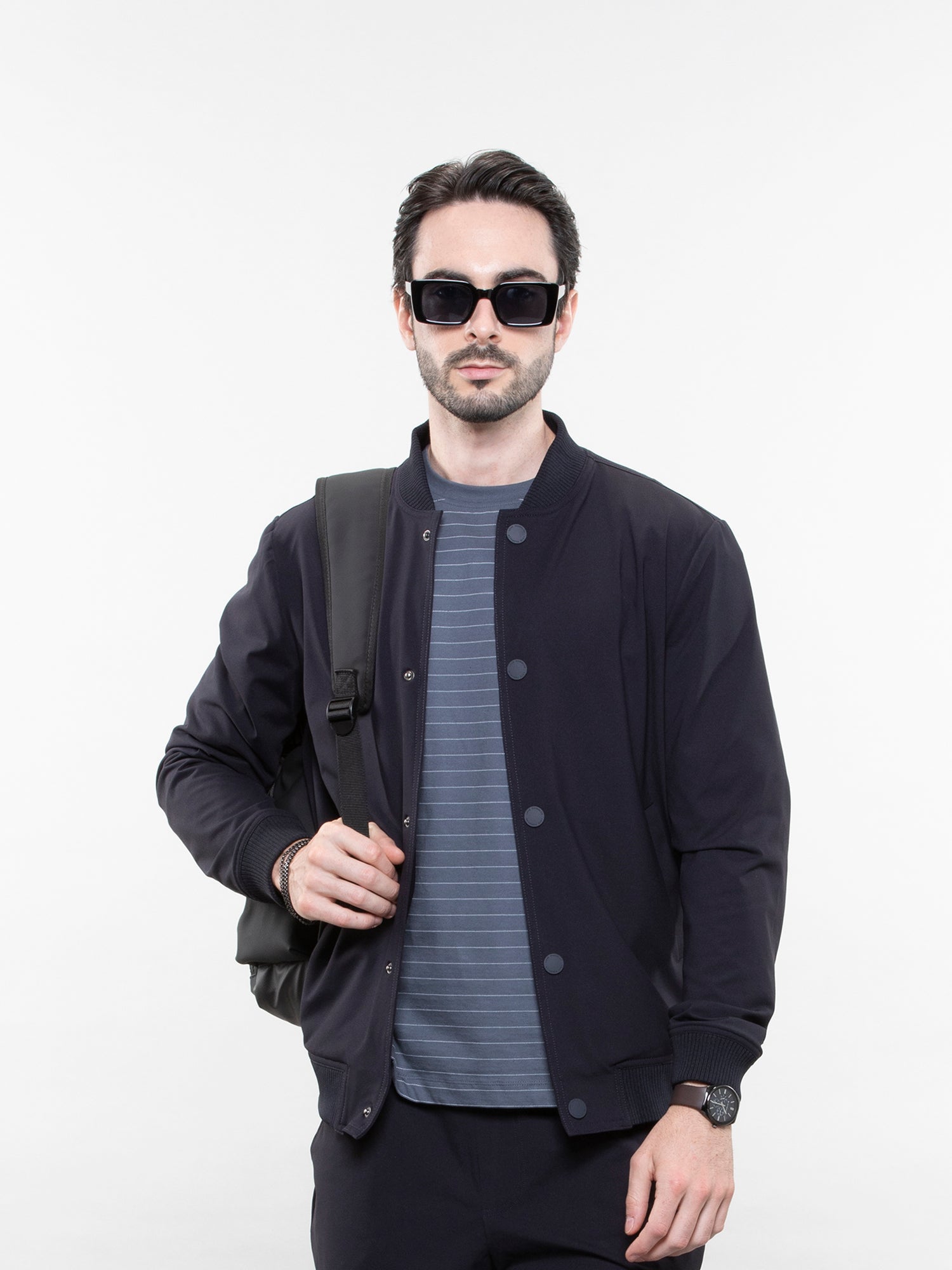 Shirt Button Bomber Jacket Mens Buy Men's Midnight Black Snap