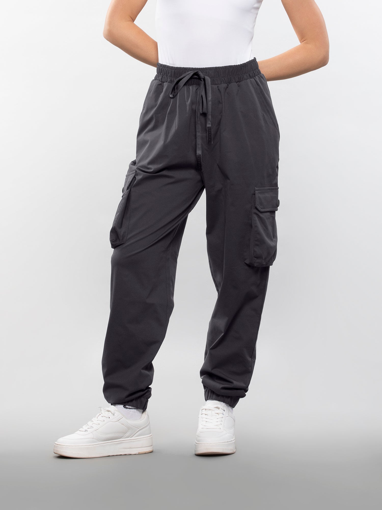 Buy Women’s Lightweight Charcoal Six Pocket Cargo Pants Online
