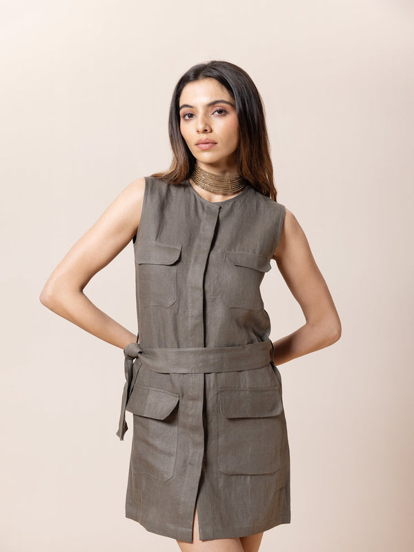 Four-Pocket Midi Dress