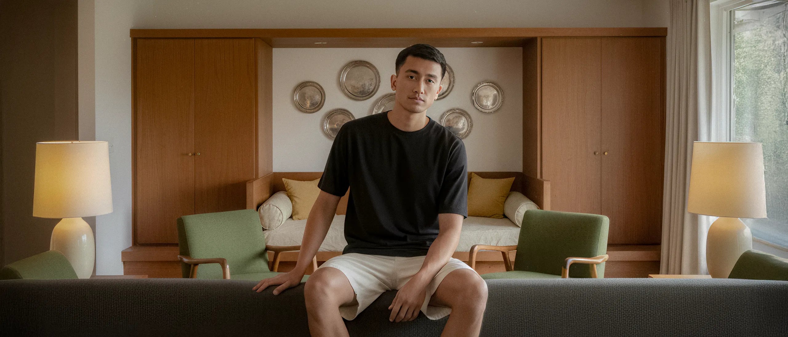 Tee draped on chair