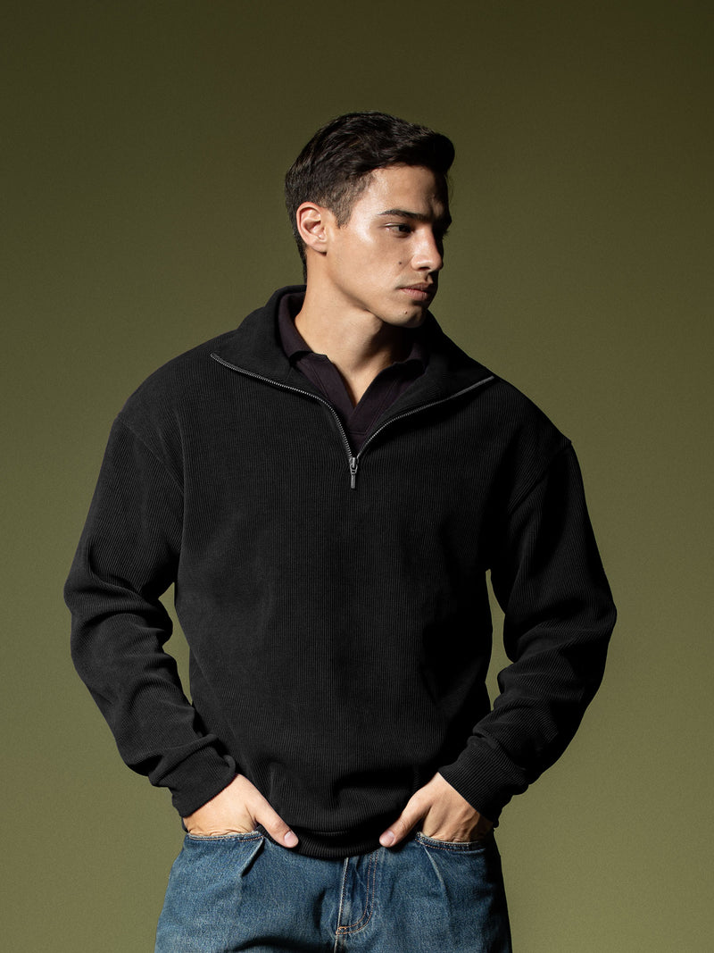 Ribbed quarter-zip sweatshirt