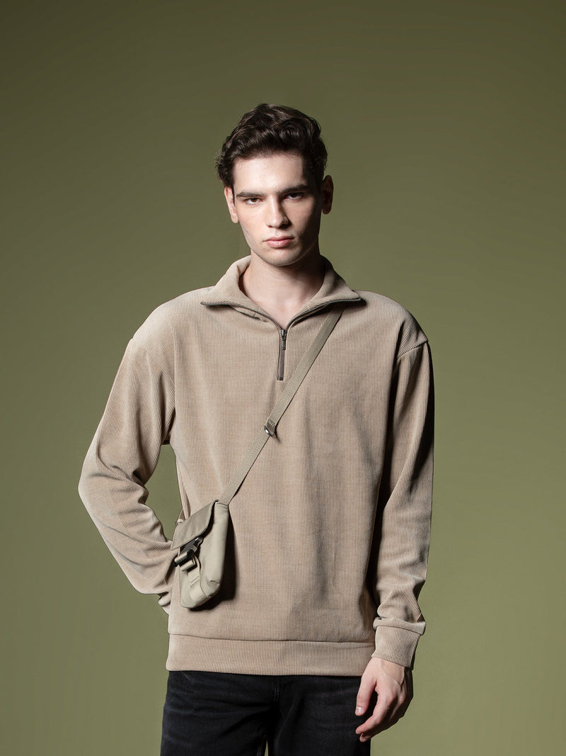 Ribbed quarter-zip sweatshirt