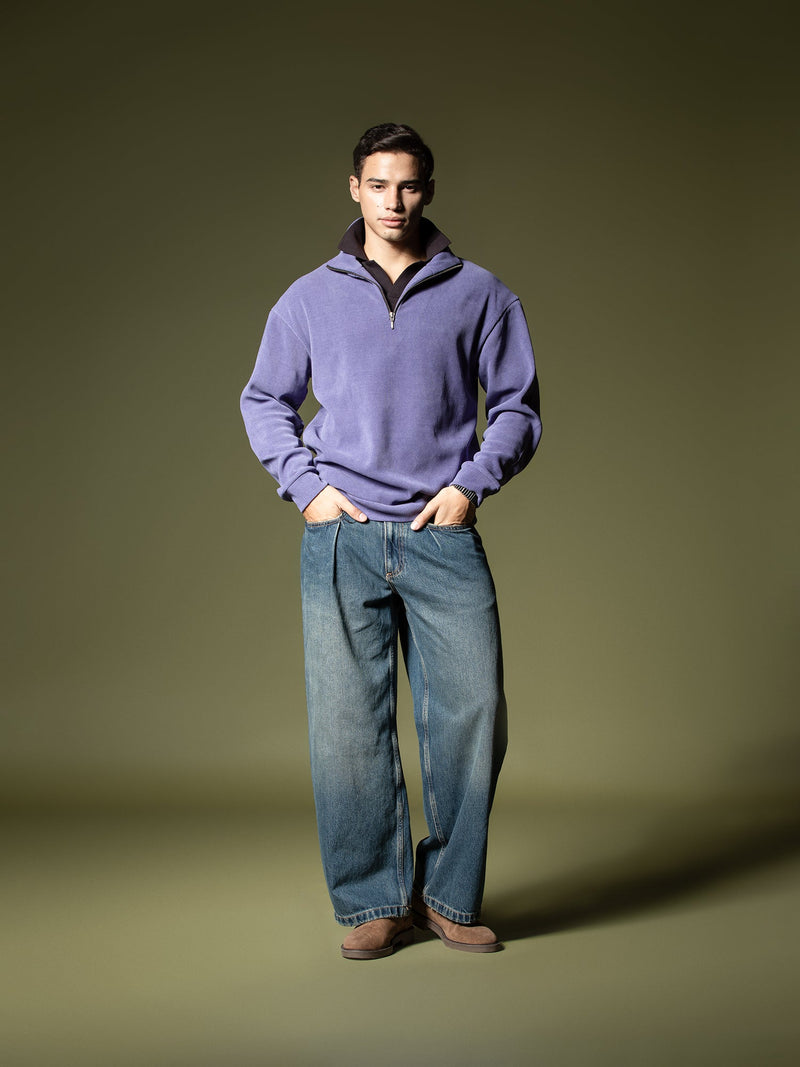 Ribbed quarter-zip sweatshirt