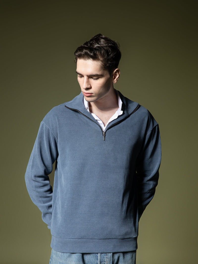 Ribbed quarter-zip sweatshirt