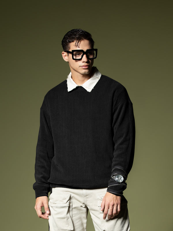 Woven texture sweatshirt