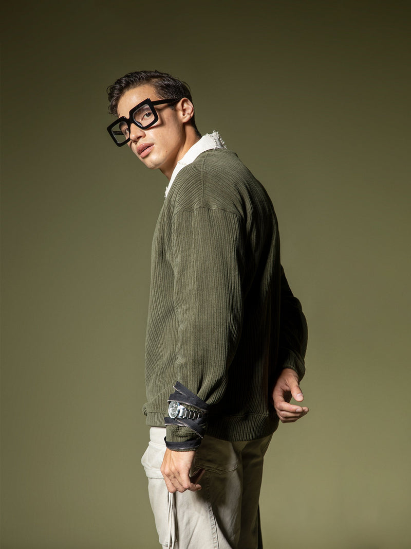 Woven texture sweatshirt