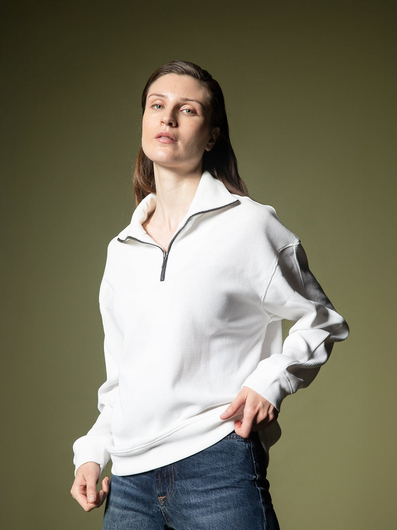 Ribbed quarter-zip sweatshirt